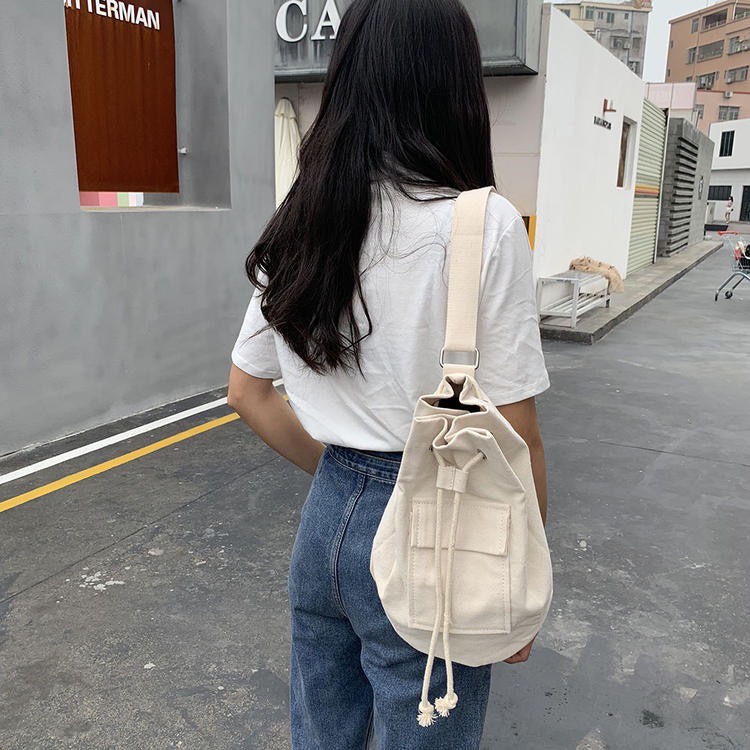 KOREAN CANVAS SLING BAG BUCKET / TAS WAIST BAG KOREA KANVAS