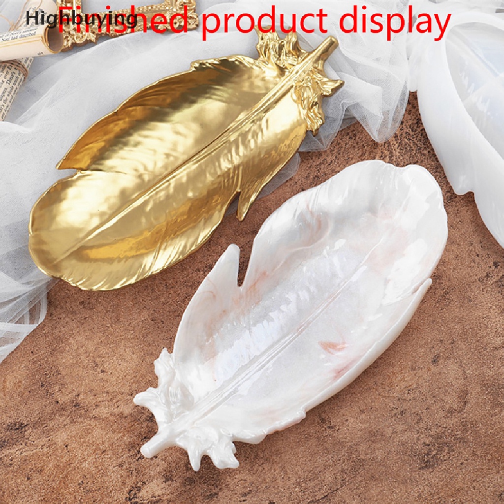 Hbid DIY Kristal Epoxy Cetakan Bulu Sayap Piring Piring Desktop Penyimpanan Silicone Mold Glory