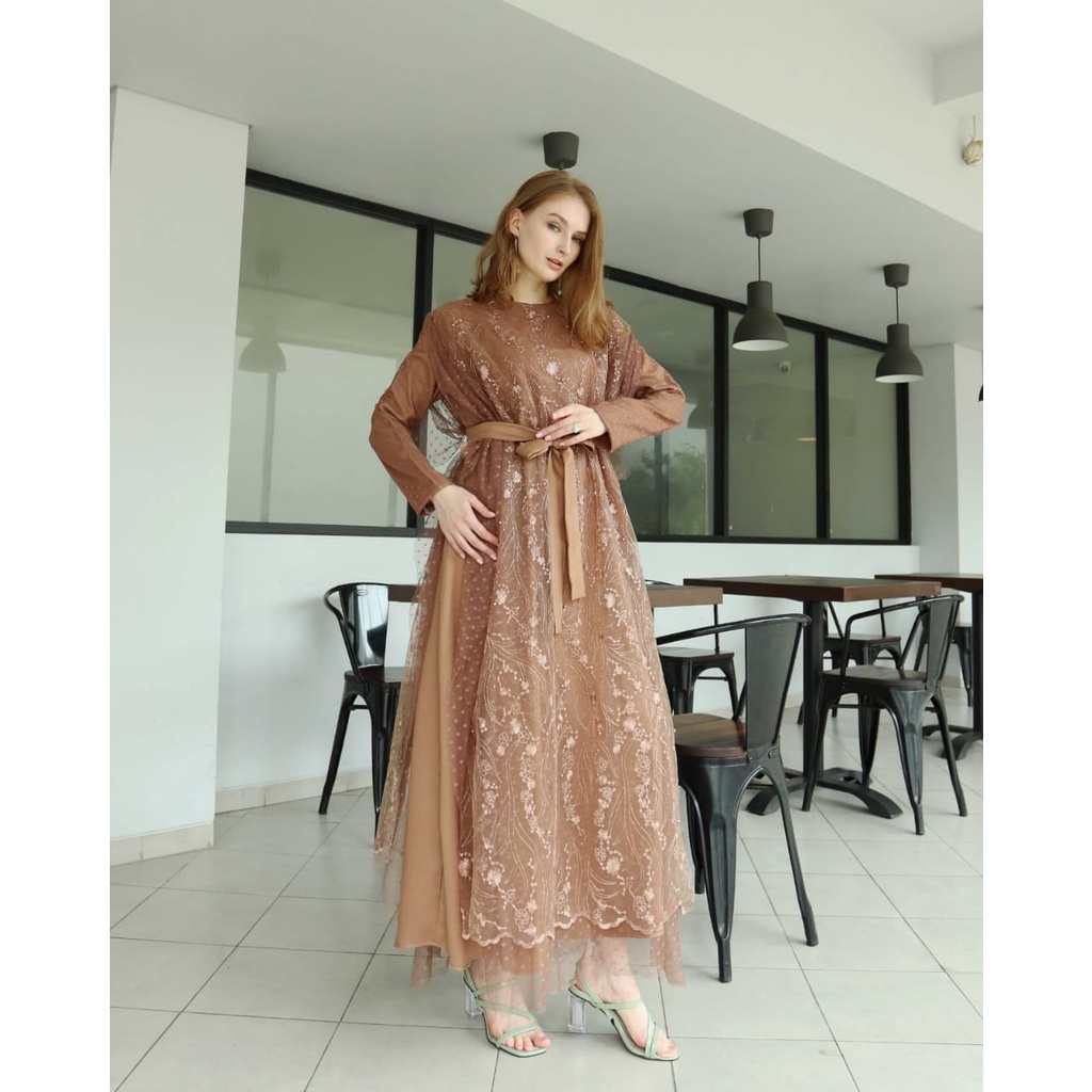 PCS MAXY GRAYSON BRUKAT MS FASHION PAKAIAN WANITA DRESS GAMIS MAXI