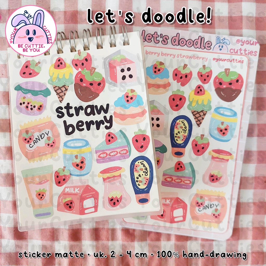 

[SHEET] STIKER STRAWBERRY STROBERI DOODLE JURNAL BUJO PLANNER LUCU MURAH