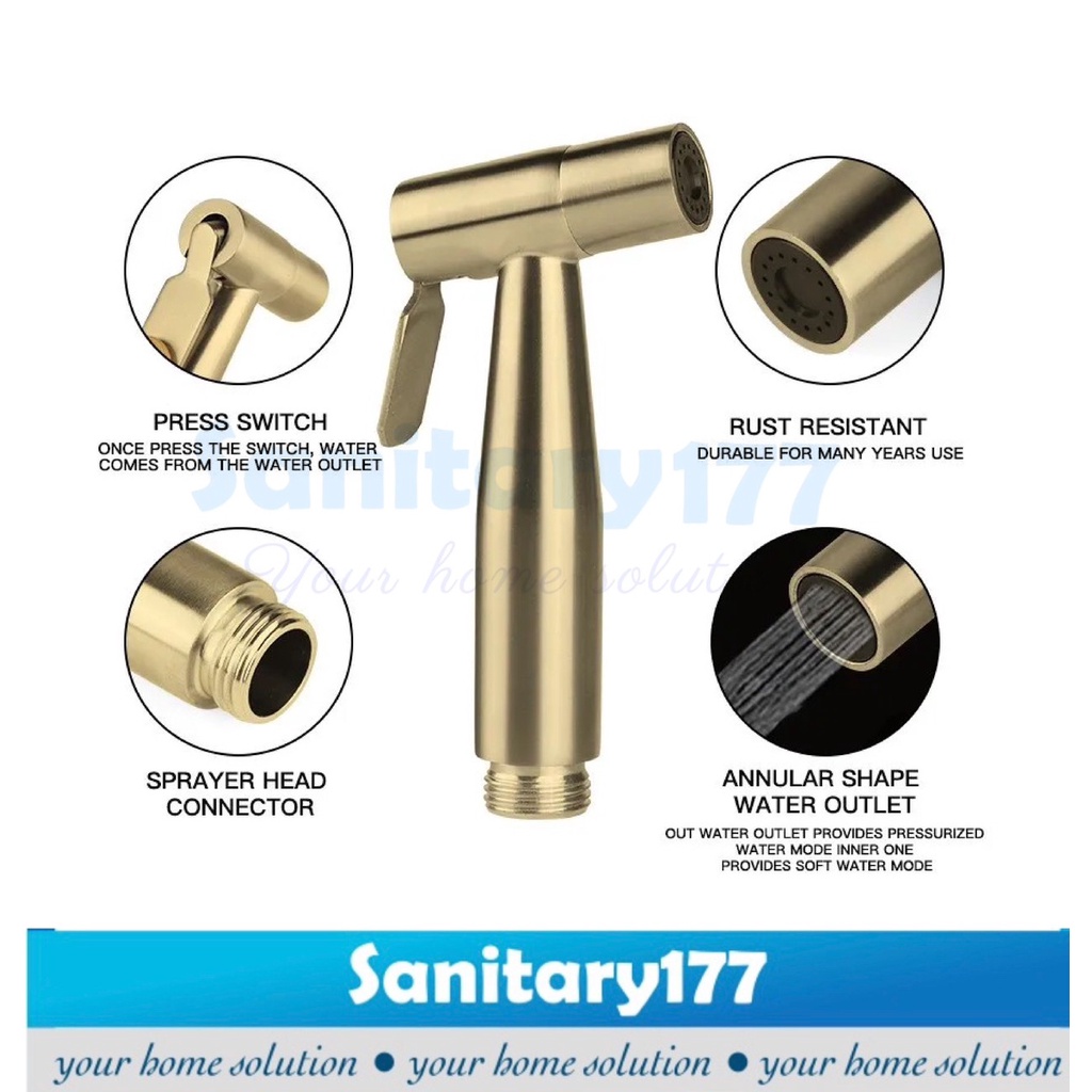 Jet Bidet Shower STAINLESS 304 Gold -Semprotan air kloset closet washer Shower bidet toilet cebok emas antik