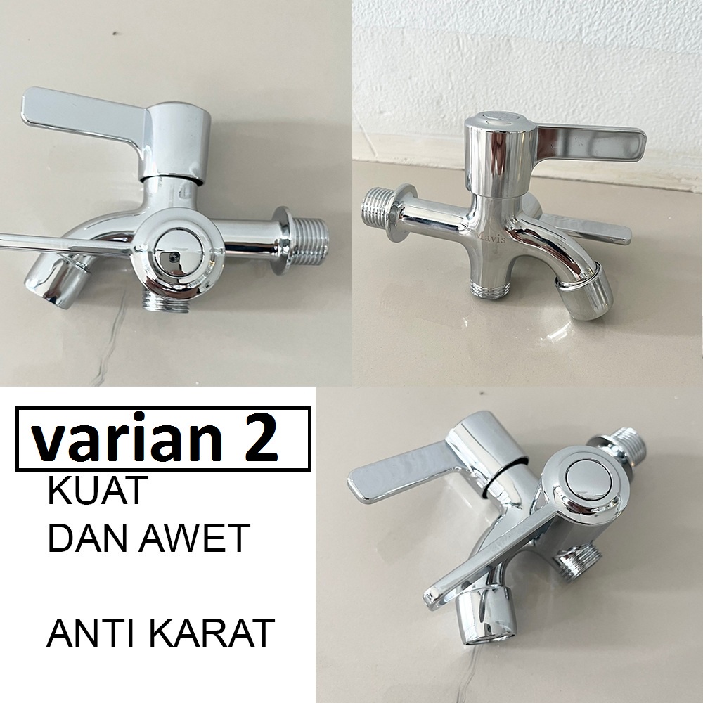 Kran Keran Air Tembok 2 Cabang Stainless Steel 1/2 inch Satin 1/2'