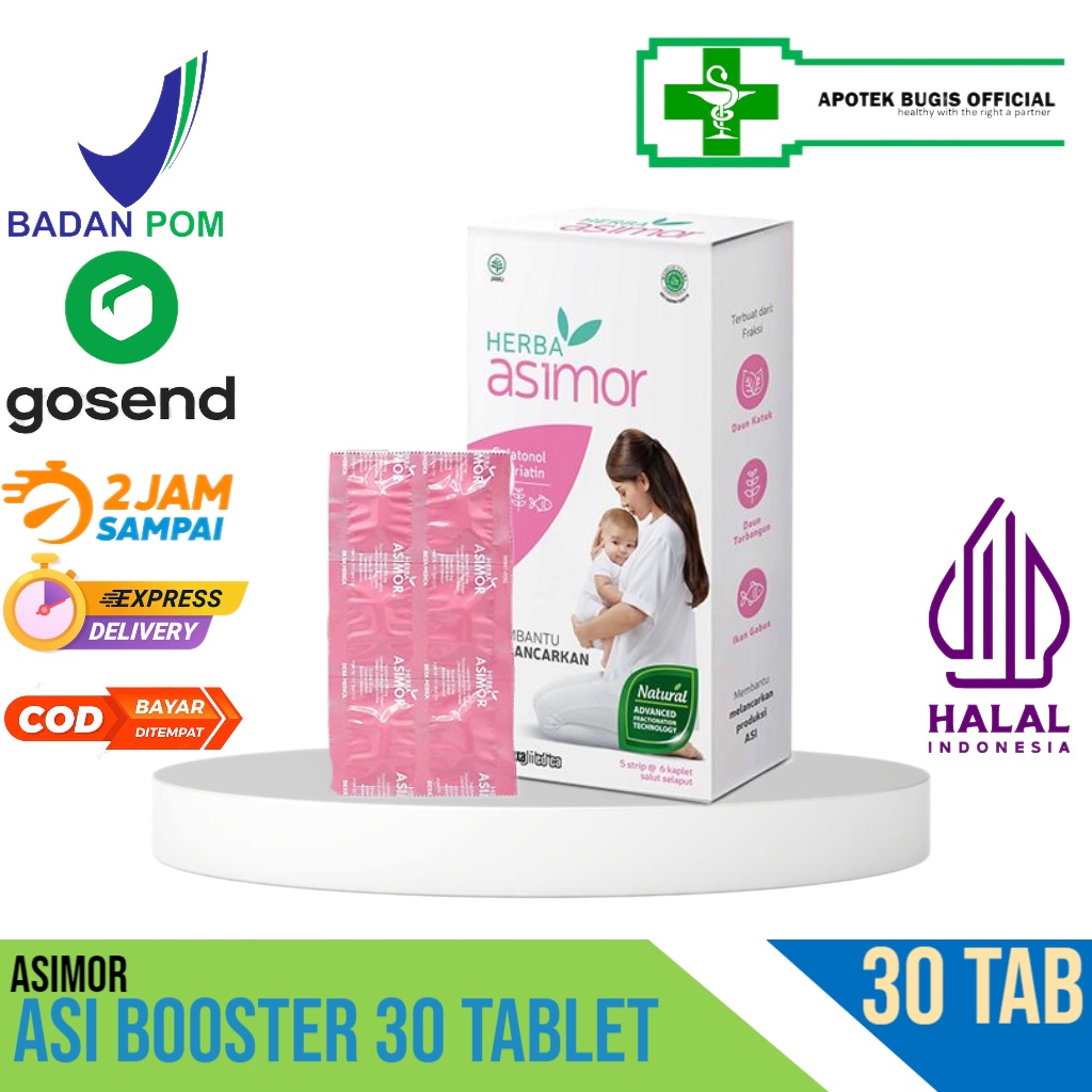 HERBA ASIMOR ASI Booster 30 tablet/ 1 strip / Ekstrak daun katuk dan striatin ikan gabus