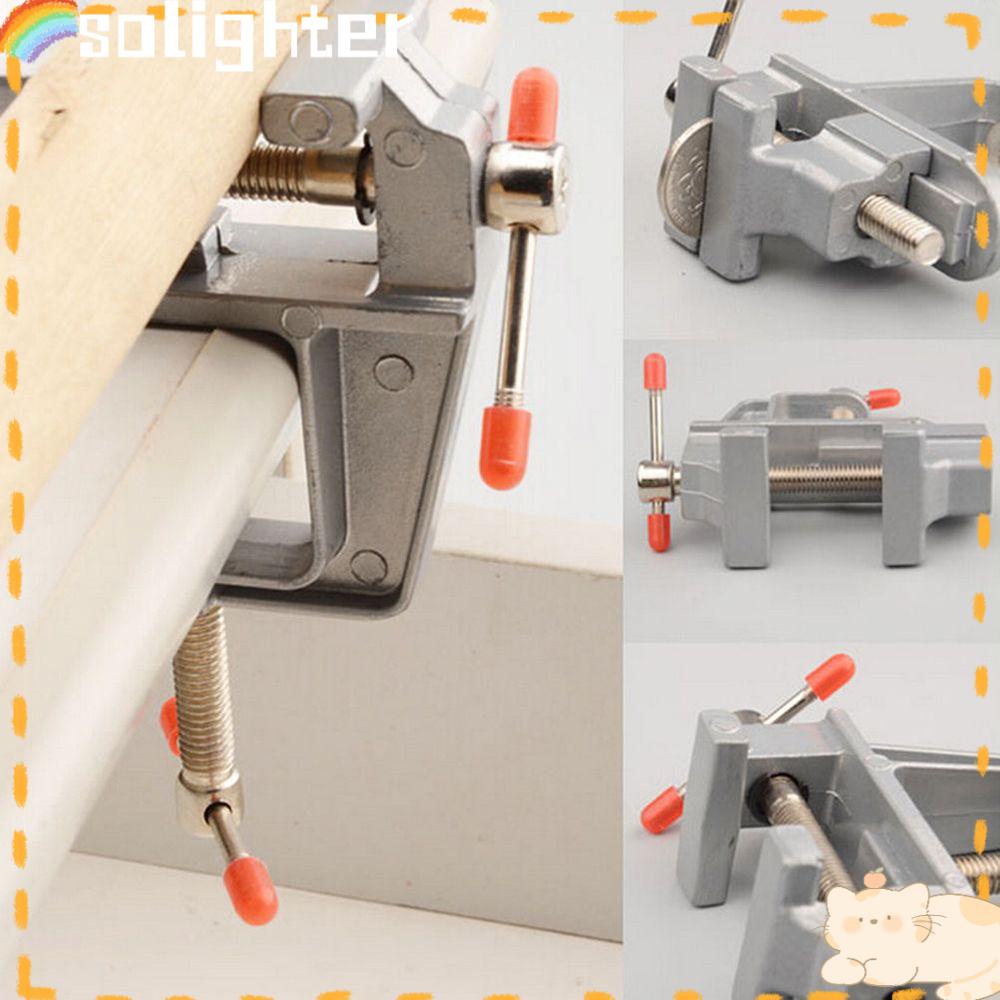 Solighter Vice Clamp On Table Alat Mini 3.5 &quot;Alumunium Bench Vise