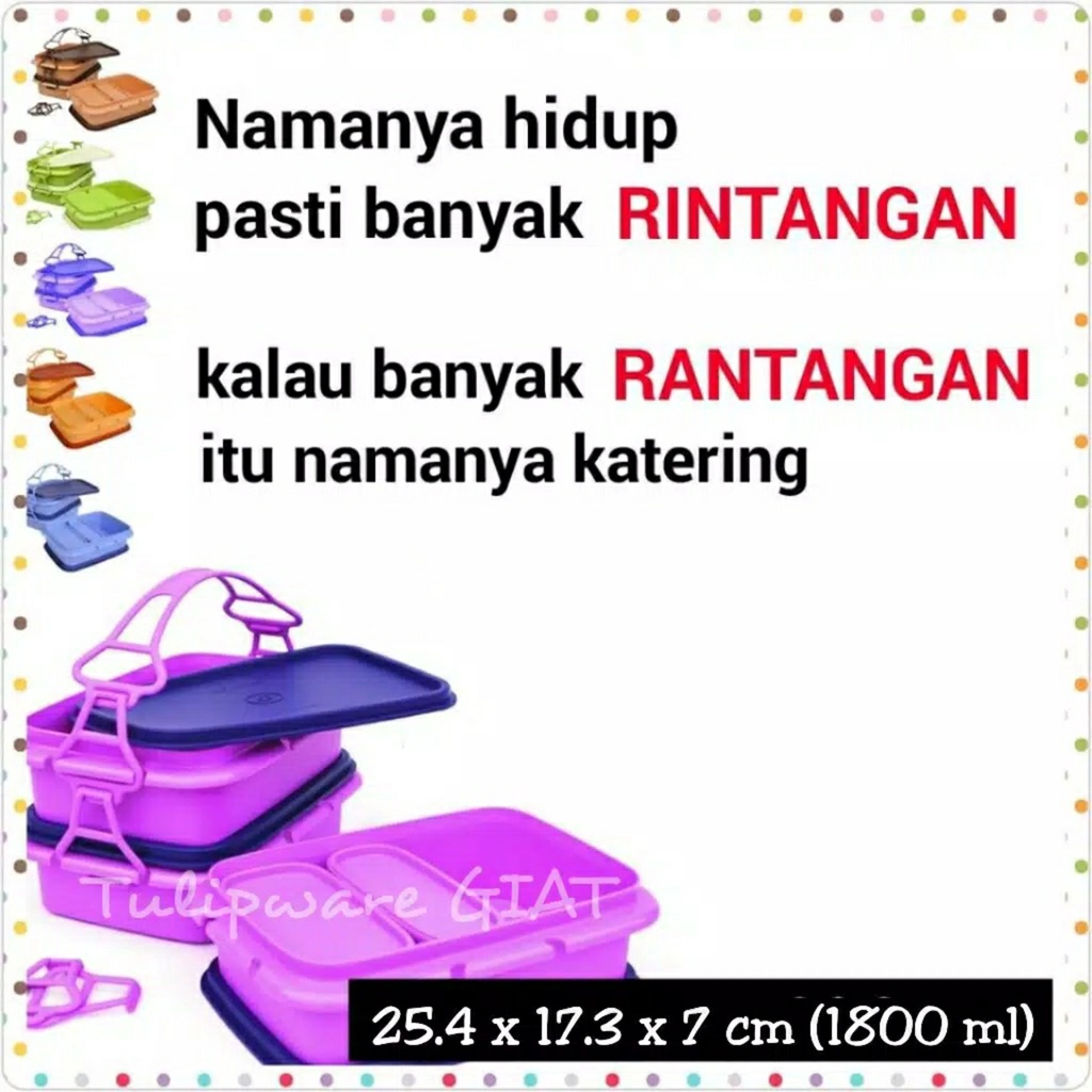 Twin Tulipware LUNCH BOX RANTANG 3 SUSUN Bisa Untuk Mengukus Tulipware Kita