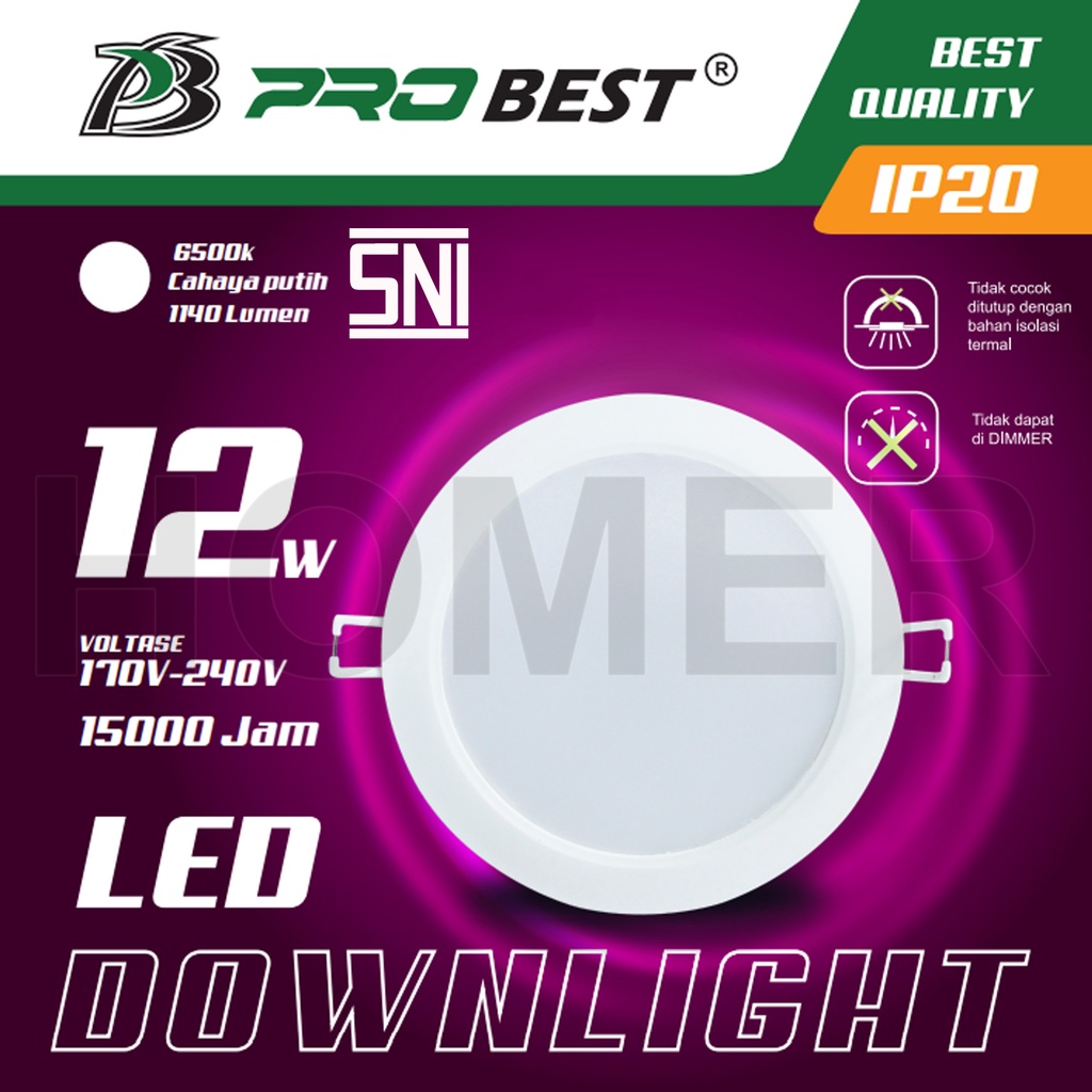 PROBEST Lampu Downlight LED SNI lampu donlet plafon lampu LED downlight panel inbow tanam ceiling siling lampu led plafon langit kantor rumah inbow bulat 6w 6 w 6watt 6 watt 9w 9 w 9watt 9 watt 12w 12 w 12watt 12 watt 18w 18 w 18watt 18 watt Putih