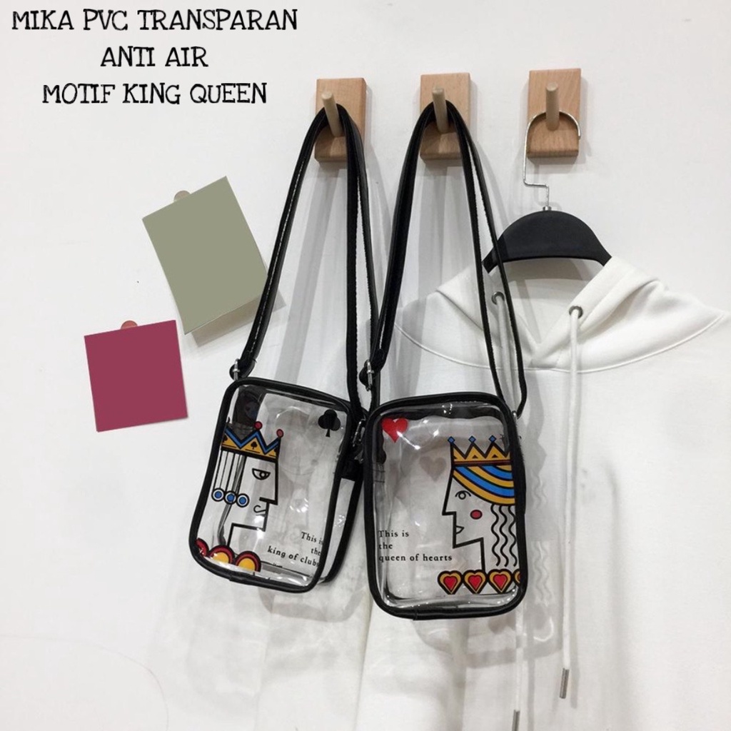 Hot Sale 2023 New Tas Selempang Bahu Wanita Transparan PVC Modis Kasual Motif Queen King