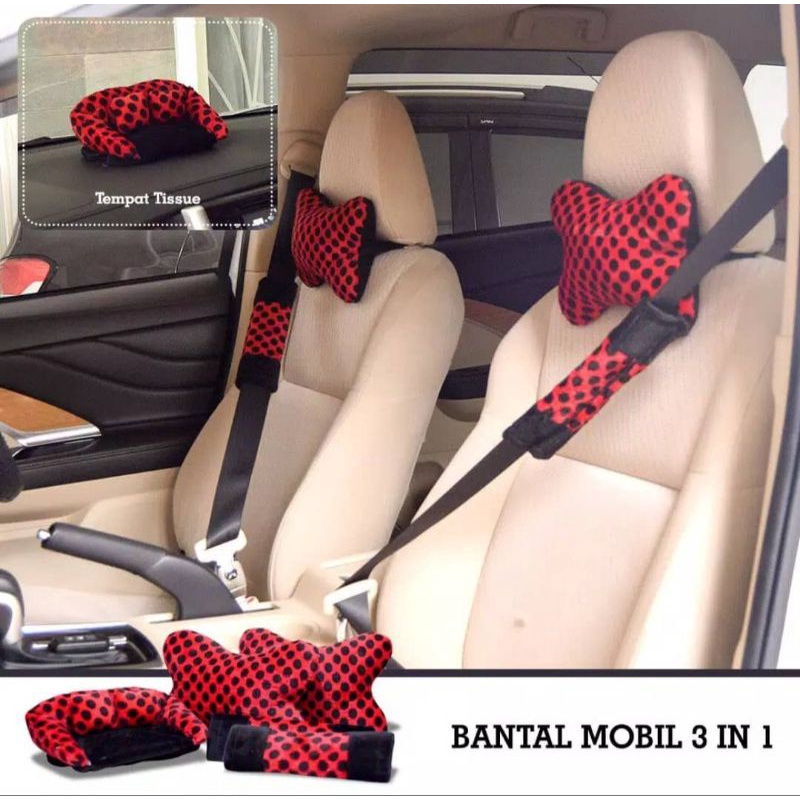 Bantal Mobil Lucu motif totol dalmantion polkadot macan zebra sapi