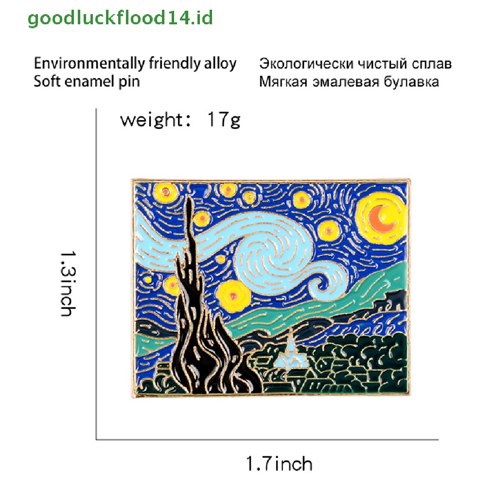 [GOOGFOUR] Van Gogh's Masterpiece Paings Starry Sky Bros Romantis Pin Perhiasan [TOP]