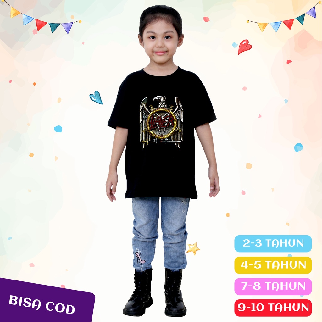 Kaos Musik Anak Premium Bahan Kain Katun Combed Band Thrash Metal Slayer