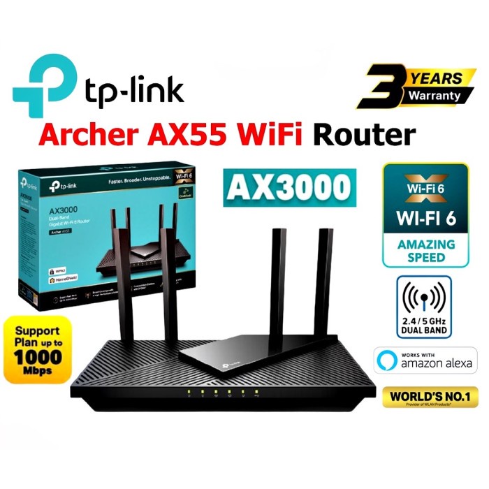 Produk Terbaru Router Wifi Tp-Link Archer Ax55 Ax3000 Dual Band Gigabit Wi-Fi 6