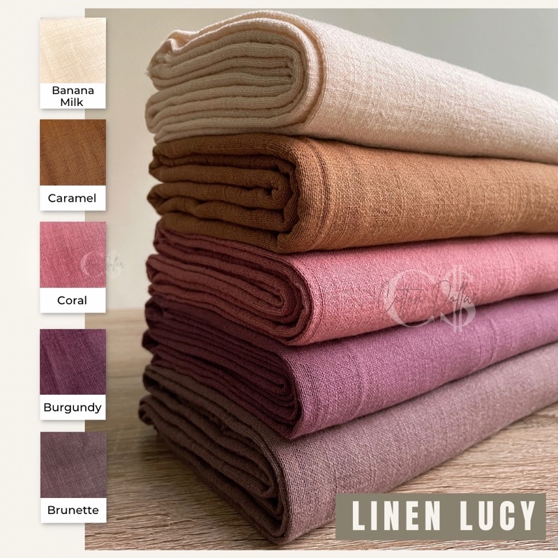 KAIN LINEN LUCY SLUB CREPE CRINKLE COTTON RAYON PREMIUM GRADE A ECERAN YARD / ROLL