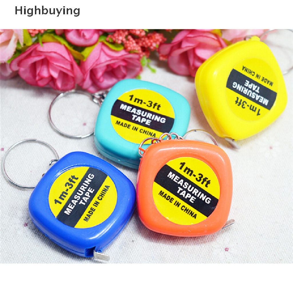 Hbid 2PCS Gantungan Kunci Mini Ditarik Penggaris Tape Measure Portable Tarik Penggaris Keyring Glory