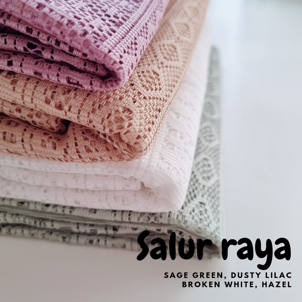 0,5m bahan kain brukat lace kebaya malika putih broken white salur raya star soulmate rimba chantily