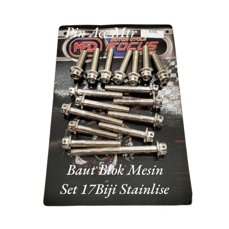 BAUT BLOK MESIN MOTOR RX KING 1SET ISI 17/BAUT PROBOLT BLOK MOTOR RX KING ISI 1SET
