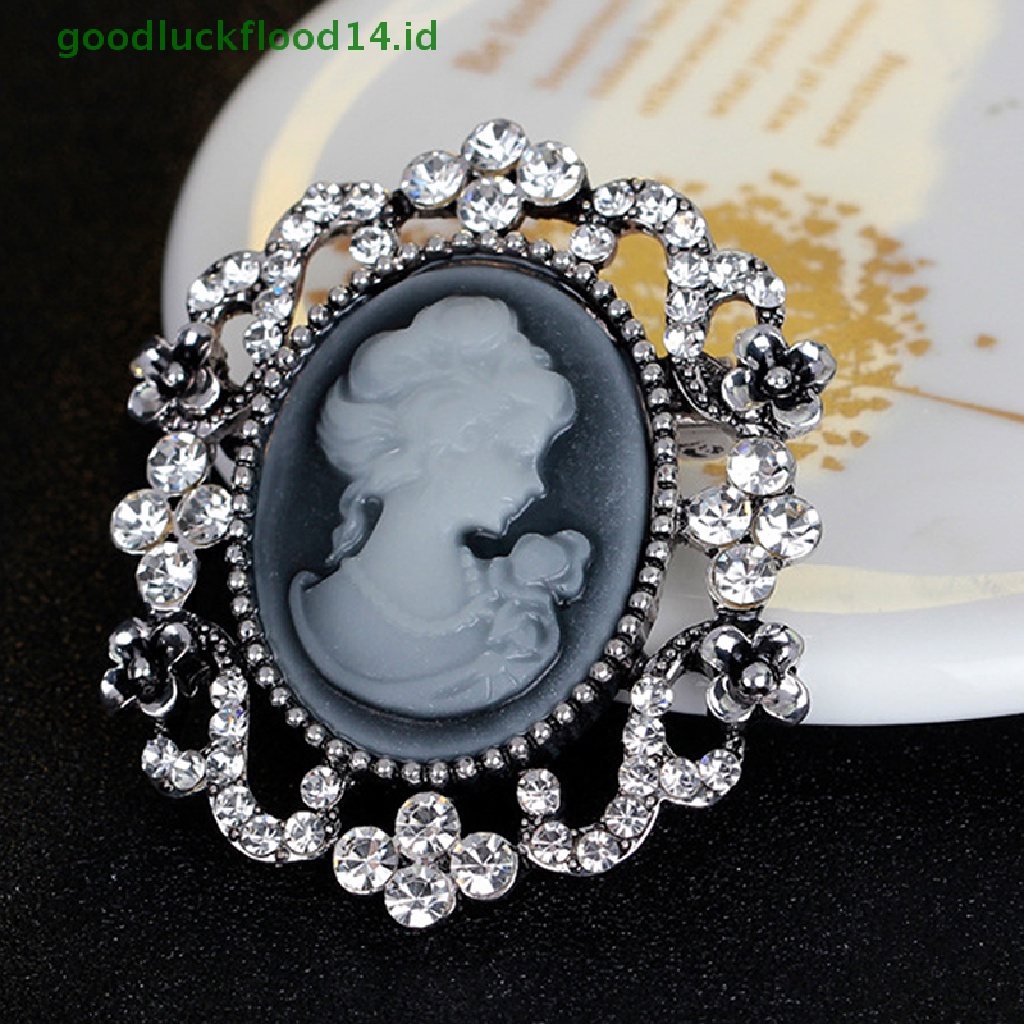 [GOOGFOUR] 1model Vintage Cameo Victorian Kristal Pesta Pernikahan Wanita Liontin Bros Pin [TOP]