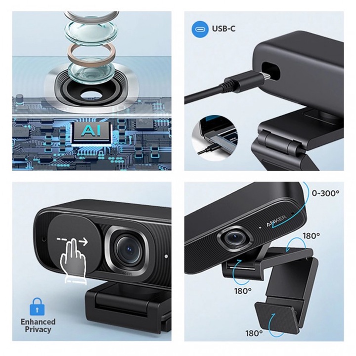 97 ANKER A3361 PowerConf C300 - AI Powered Smart Full HD 1080P Webcam