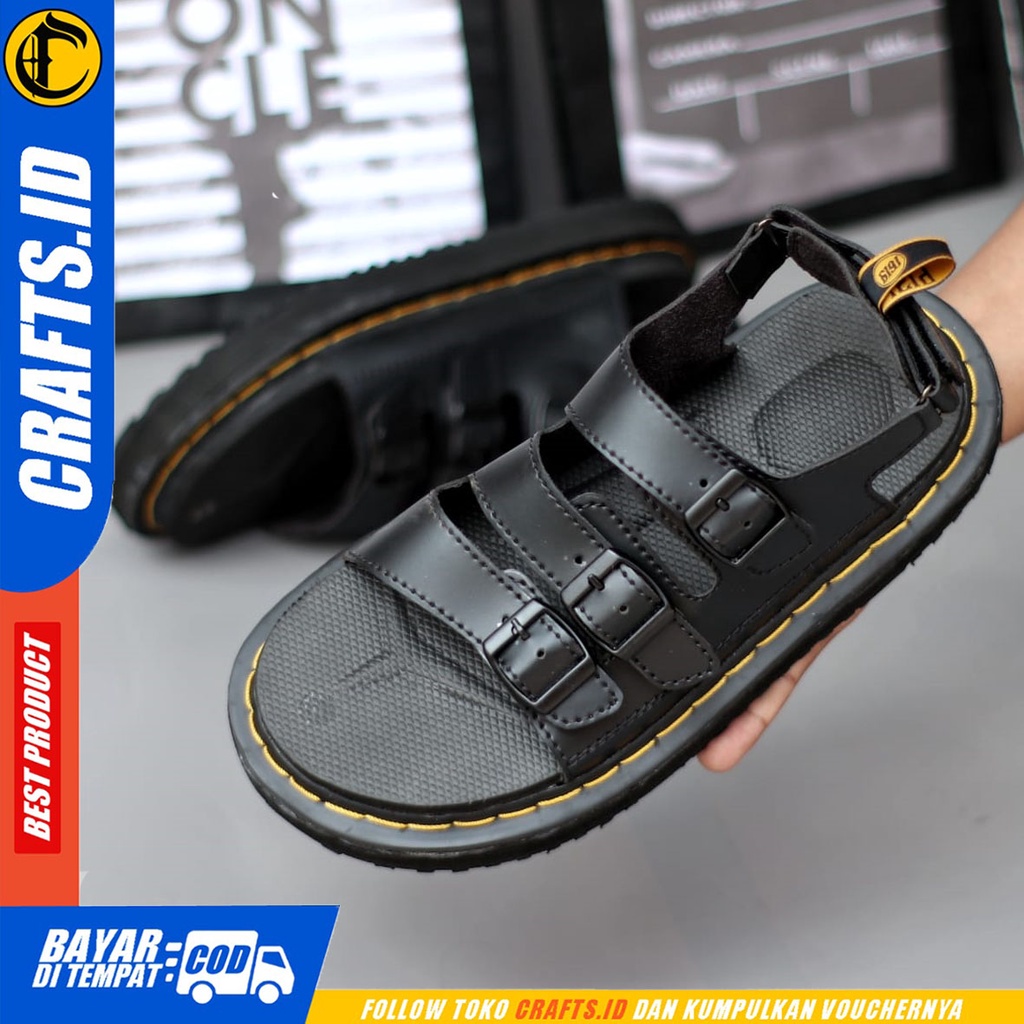 CRAFTS zangief - Sepatu Sandal Bustong Casual Sendal Slop Docmart Pria Hitam