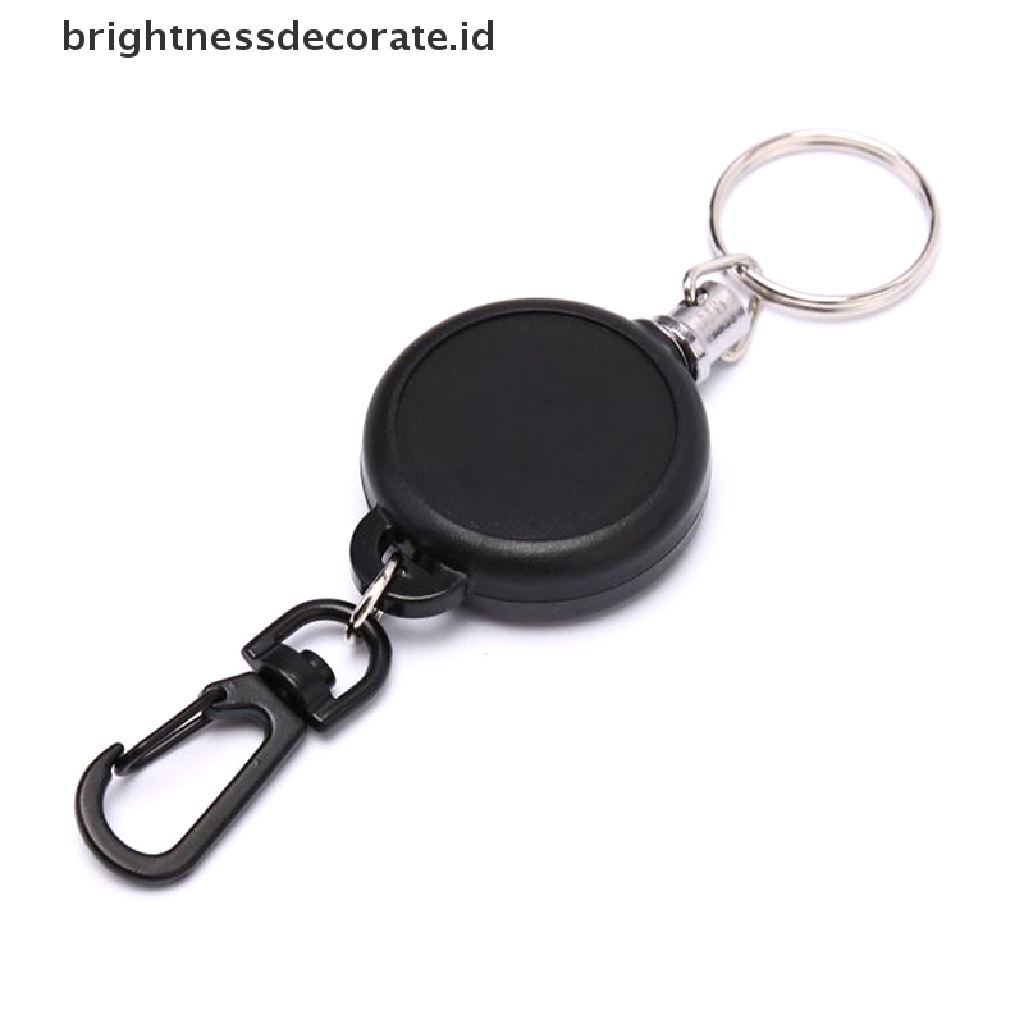 [Birth] 1pc Reel Gantungan Kunci Tarik Ditarik ID Badge Hitam Card Holder 60cm Keyring 60cm [ID]