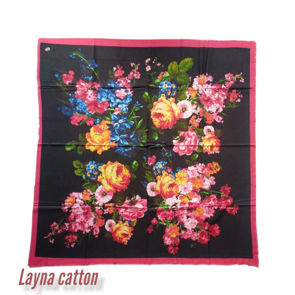 HIJAB SEGIEMPAT LAYNA BAHAN COTTON BANYAK MOTIF WARNA SERI 110 X110  ORIGINAL SUNNY tepi RAWIS HARGA GROSIR