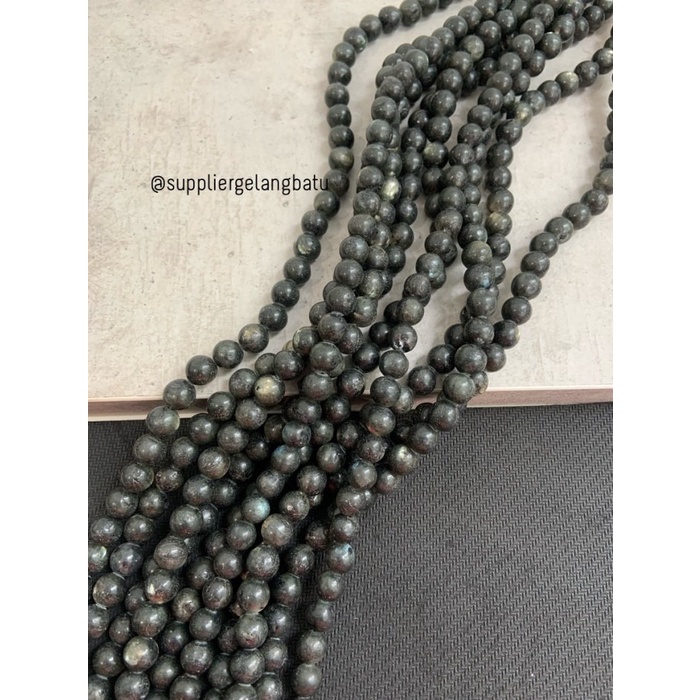 batu labrador HITAM 8mm BLACK labradorite bahan akik natural abu grey