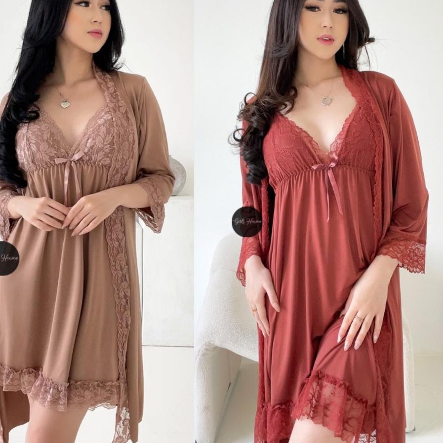 Terlaku. 007L Lingerie Dress + Kimono + Belt [ Girlsheaven_id ]