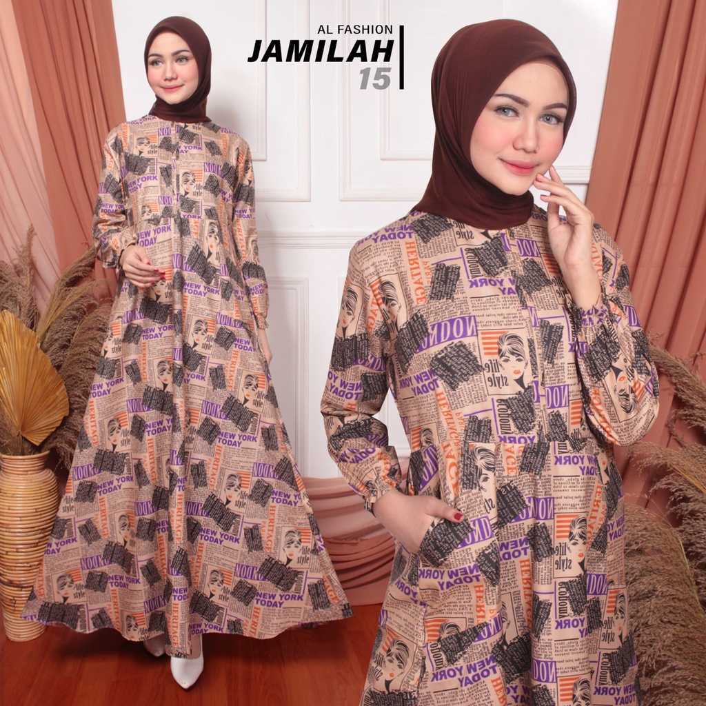 MJS 483 - Maxy Dress Motif Homey Dress Gamis Wanita Muslim Katun Apel