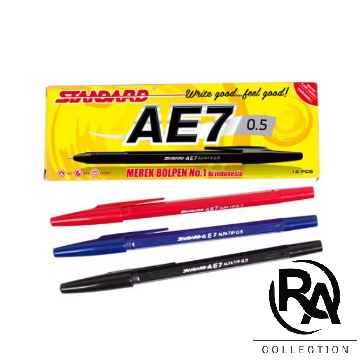 

Pulpen Standard AE7 Bolpoint Pen Merah Biru Hitam COD - Rafka Aulia Collection ATK