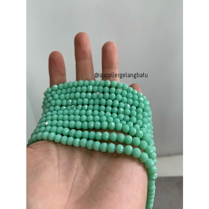 Crystal Ceko Doff 8mm GREEN MINT bahan gelang kalung mote DIY craft