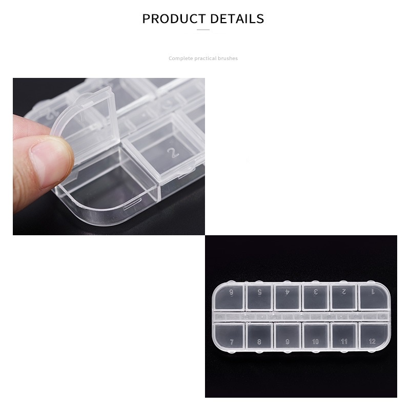 KMN 12 Slot Kotak Box Kuku Palsu Aksesoris Kuku Storage Organizer Multifungsi Kotak Obat Pedicure Manicure