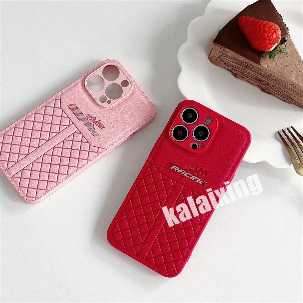 IPHONE Casing Kulit Balap Untuk Iphone14 /13 /12 /11 Pro Max 14Plus 13Pro 12Pro 11Pro Hard Back Cover Casing Silikon