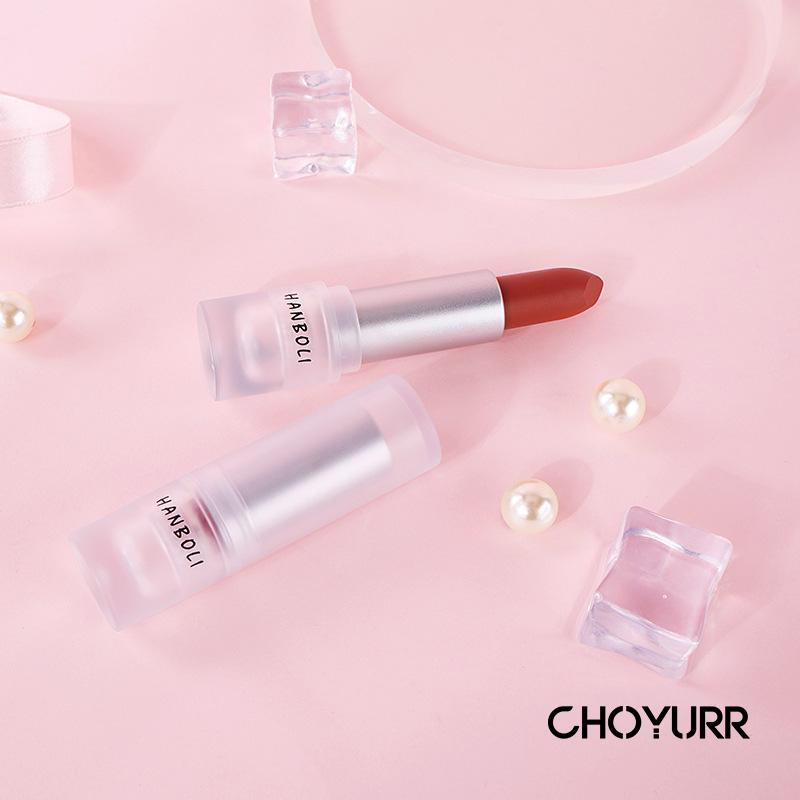 【COD】Lipstik Matte Velvet Lembut Es Batu Transparan Lipstick Bibir Natural Tahan Lama Bibir Kosmetik Portabel-CH