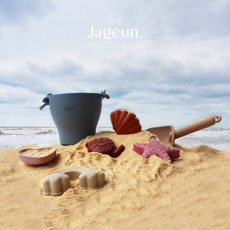 JAGEUN Premium Silicone Beach Bucket Sand Toy Set | Mainan Ember Cetakan Pasir Pantai Anak Bayi