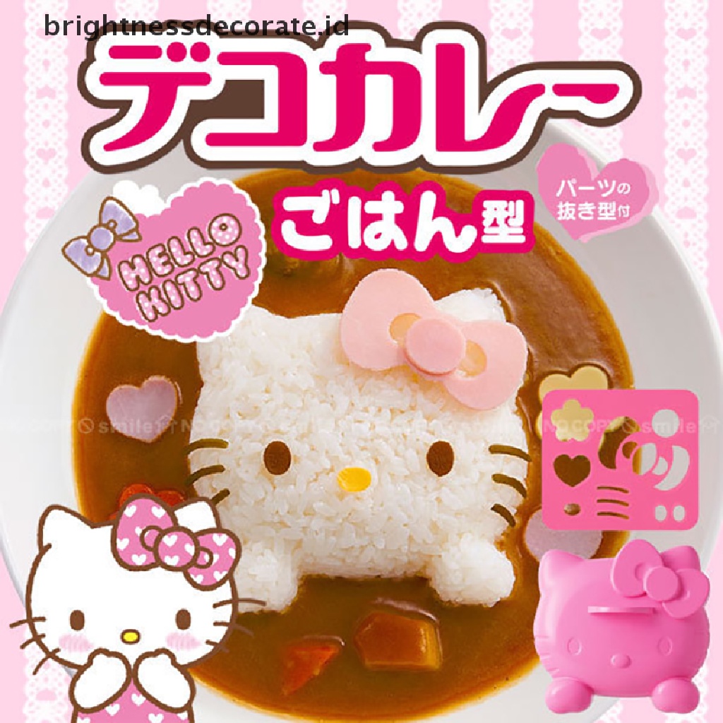 [Birth] 1set Kartun KT Bentuk Kucing Silikon Rice Ball Mold Bento Emboss Molds DIY Tool [ID]