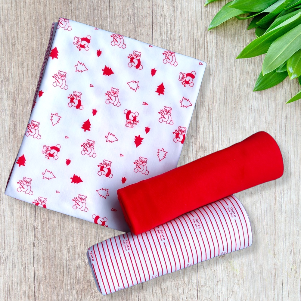 3 PCS BEDONG PERNEL BAYI BAHAN KAOS SERI MERAH 90 X 110 CM