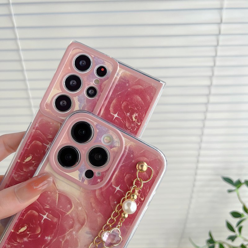 Nice Red Flowers Bracelet Soft Case iP iPhone 7 8 14 + Plus SE 2020 X XR XS Max 11 12 13 Pro Max Casing Apple