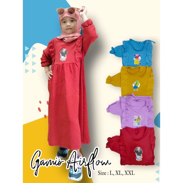 Gamis anak bahan Crinkle airflow tebal
