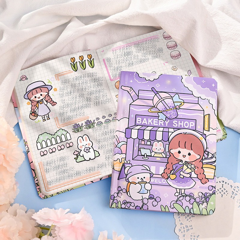 HARDCOVER HANDBOOK NOTEBOOK BINDER NOTEBOOK LUCU CARTOON DIARY MINIBOOK MEMO KECIL BUKU MEMO LUCU MEMO JOURNALING BOOK SCRAPBOOK MOTIF KARTUN ALA KOREA @banyak