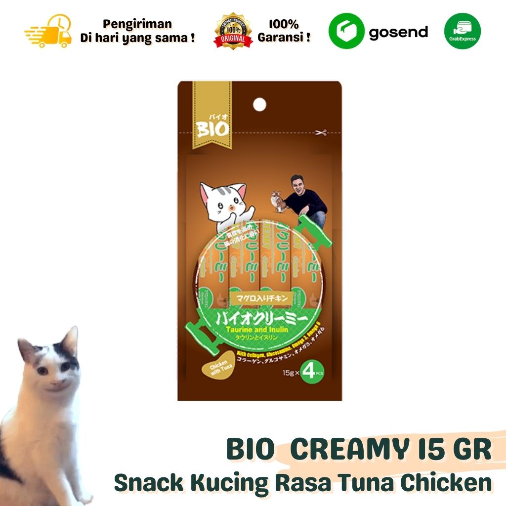 Snack Kucing Bio Creamy Pouch isi 4 pcs Chicken Tuna