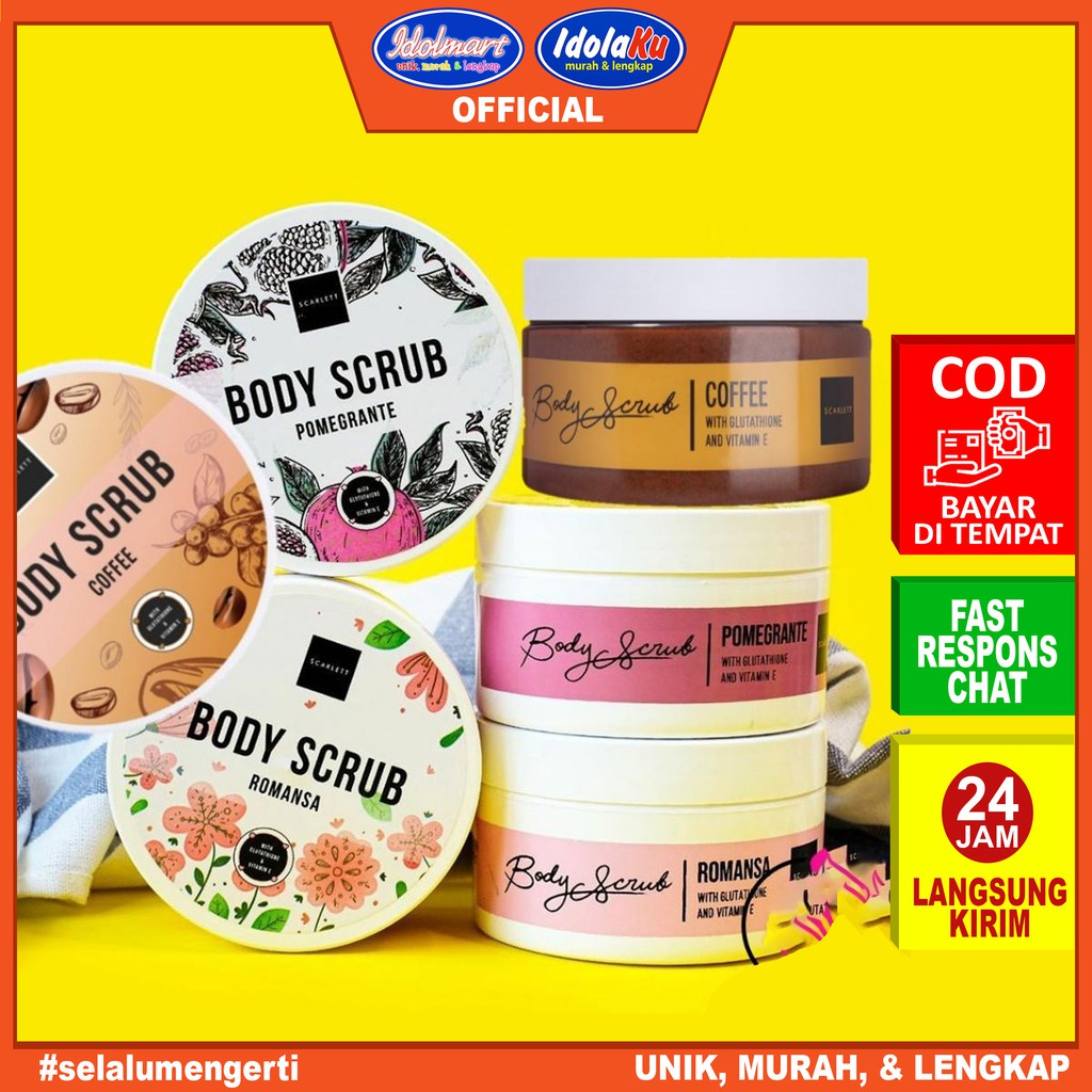 IDOLMART Scarlett Whitening BPOM Resmi Original Scarlett Body Lotion / Body Scrub / Facial Wash / Day Cream / Night Cream / Shower Scrub / Serum / Gel Mask / Essence Toner Surabaya