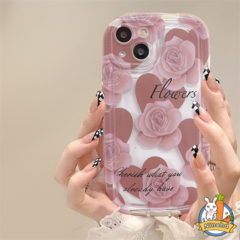 IPHONE Casing Kompatibel Untuk Iphone14 13 12 11 Pro Max X Xr Xs Max SE 8 7 6 6s Plus Retro Ins Sastra Rose Phone Case HD Bening Tebal Airbag Shockproof Soft Case Cover Pelindung