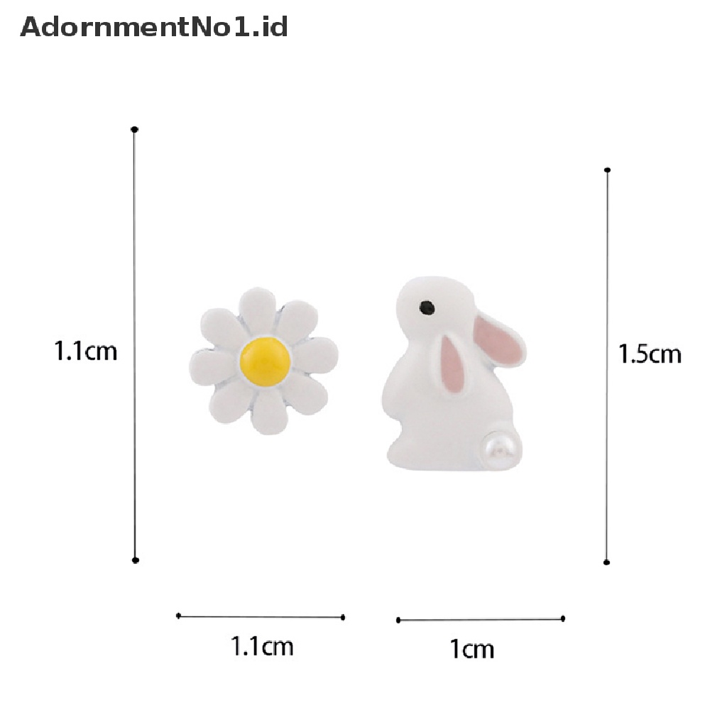 [AdornmentNo1] 1pasang Lucu Kelinci Putih Jantung Asimetri Stud Anting Untuk Wanita Manis Mini Bunga Hati Hewan Pernyataan Pesta Pernikahan Gadis Perhiasan Hadiah Gadis Manis Hati Asimetris