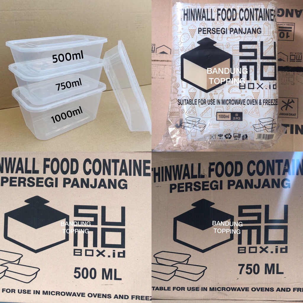 Thinwall Persegi Panjang / Food Container 500ml/750ml/1000ml