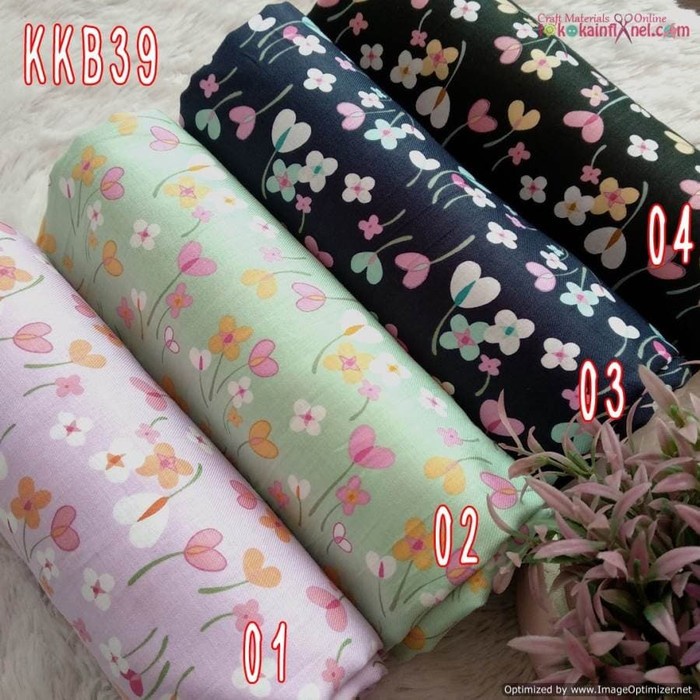 Kain Kkb39 Kain Katun Jepang Motif Bunga Love Kecil