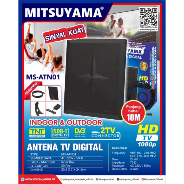 Elektronik Senen - Antena TV Digital Outdoor Indoor Mitsuyama MS-ATN01