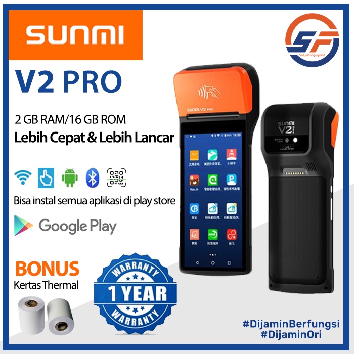 Mesin Kasir SUNMI V2 PRO Termurah Printer Thermal Bluetooth Grab Merchant Gobiz PPOB Sunmi V2Pro Scanner Mobile