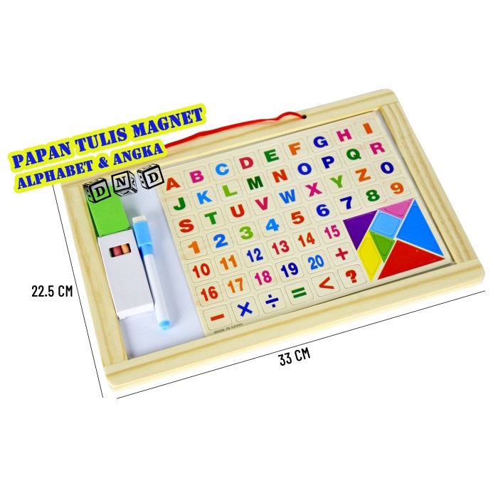 Mainan Edukatif / Edukasi Anak - Papan Tulis Kayu Magnet Abjad & Angka