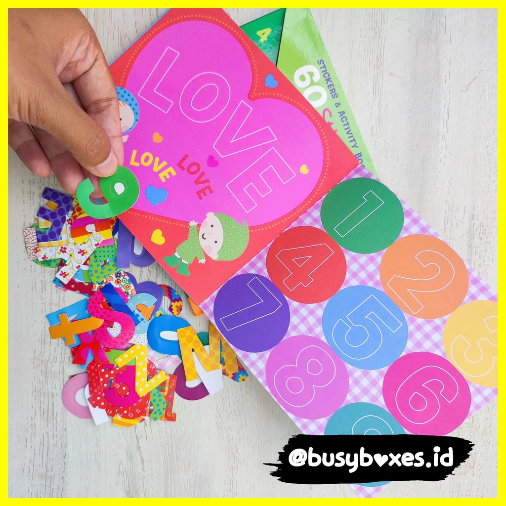 Busyboxes.id Mainan anak edukasi anak menempel tempel sticker reusable activity mengenal huruf dan angka 1 2 3 tahun laki laki perempuan mainan edukasi - seri huruf angka