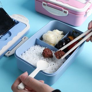 Sgmshop Kotak Tempat makan Bahan Jerami Gandum Lunch Box Dengan Sendok Garpu Sumpit