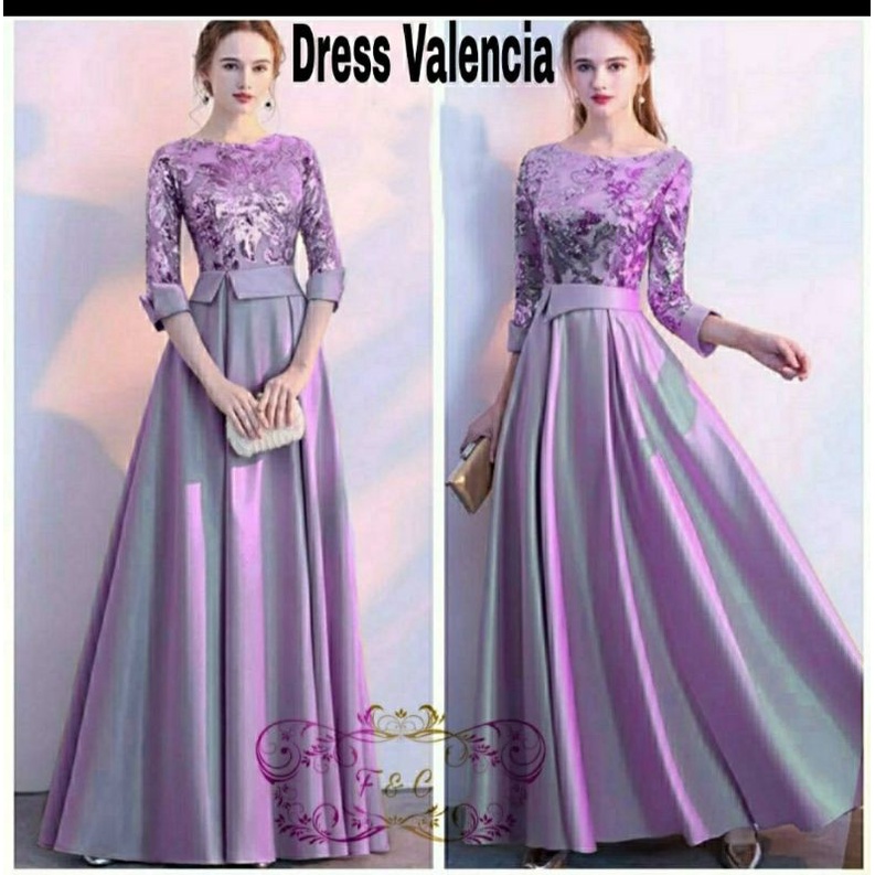 DRESS VALENCIA MUTIARA, MOSCREPE, TILE MUTIARA, DRESS MAXY, 3 UKURAN